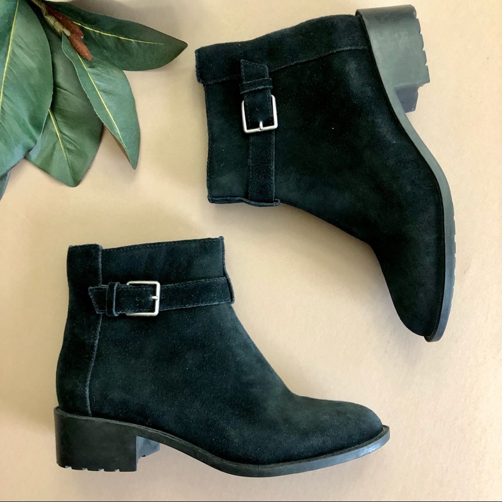 Cole Haan Black Suede Waterproof Ankle Booties